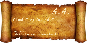 Almásy Anikó névjegykártya