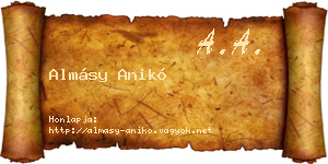 Almásy Anikó névjegykártya